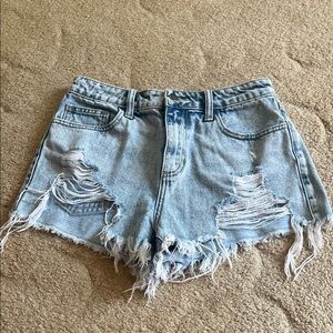 Forever 21 Light Blue Distressed Jean Shorts